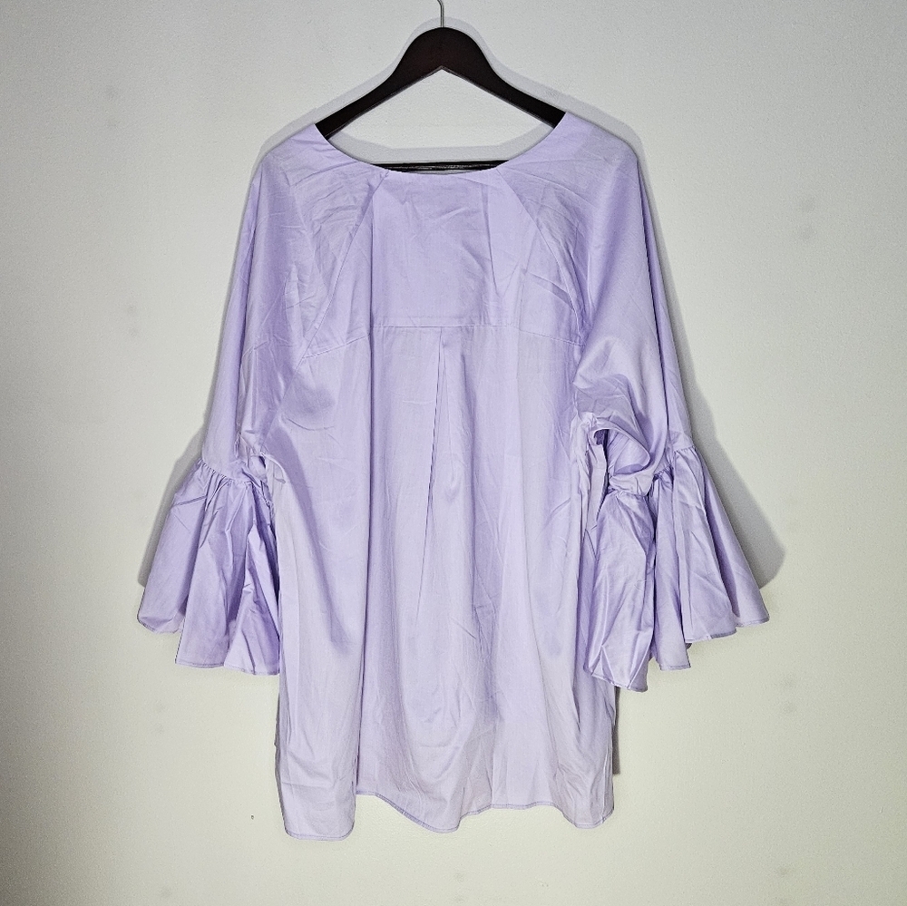Harshman Blouse Zenaida Lilac Purple Flared Bell Sleeve Plus Size V-Neck Casual - Picture 6 of 10